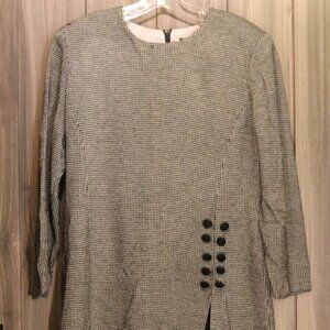 VINTAGE Houndstooth Positive Attitude Layered look long sleeve dress
